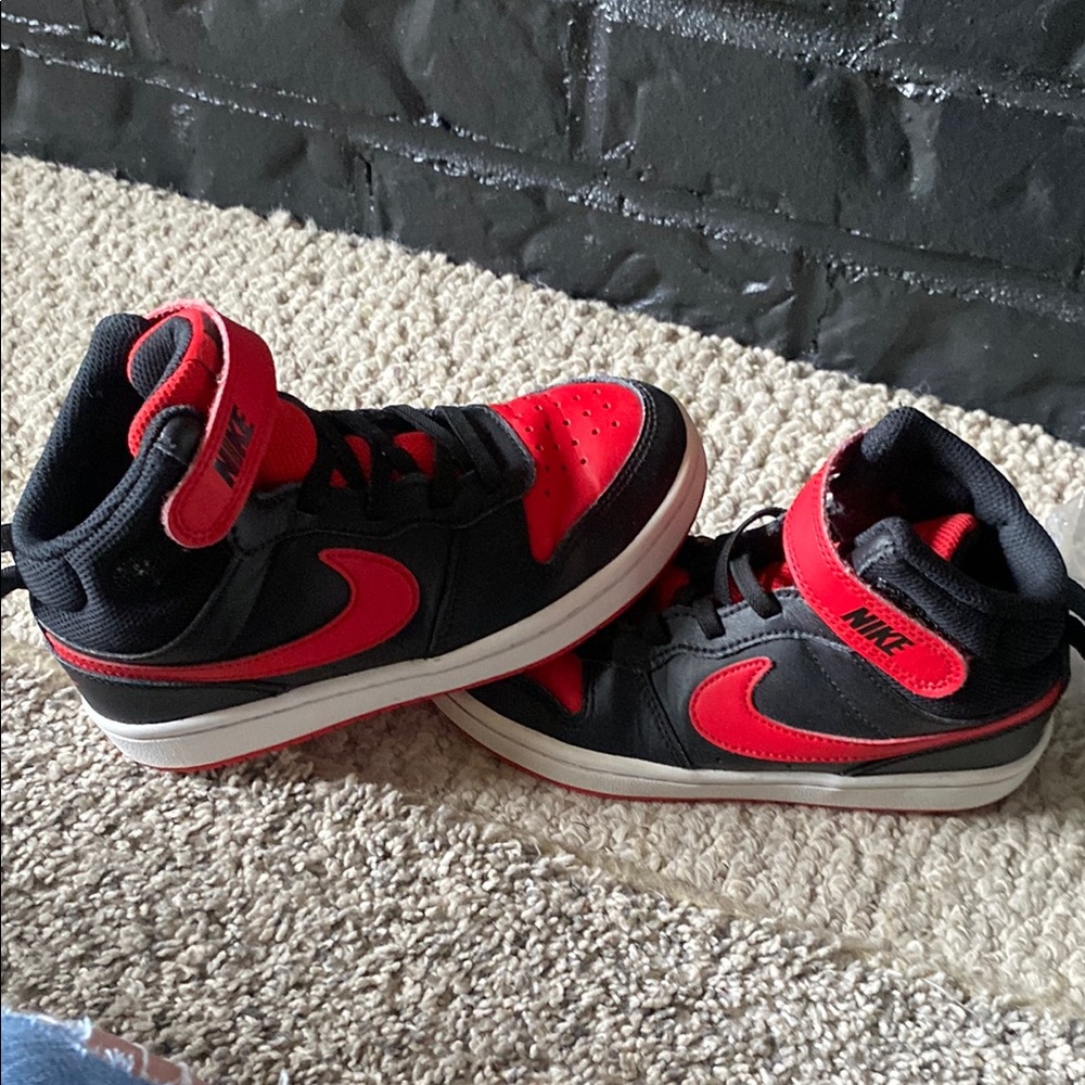 Nike Black and Red High-Top Sneakers